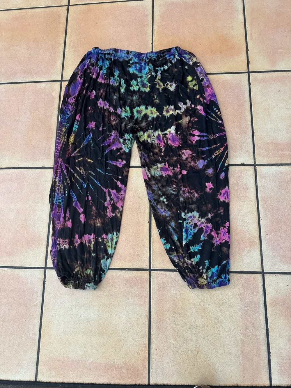 Windhorse Tie-Dye Harem Pants - Black Multicolor